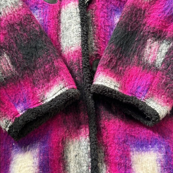 Anna Sui Ombre Plaid Toggle Hooded Wool Blend Coat Jacket Women Size 6 - Picture 14 of 16